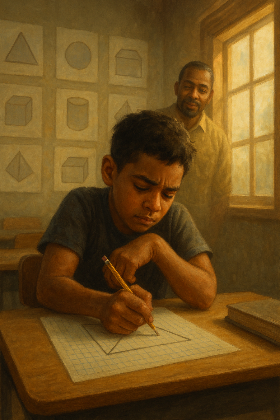 Difficulty in creating math shapes due to tightness in the left hand elbow